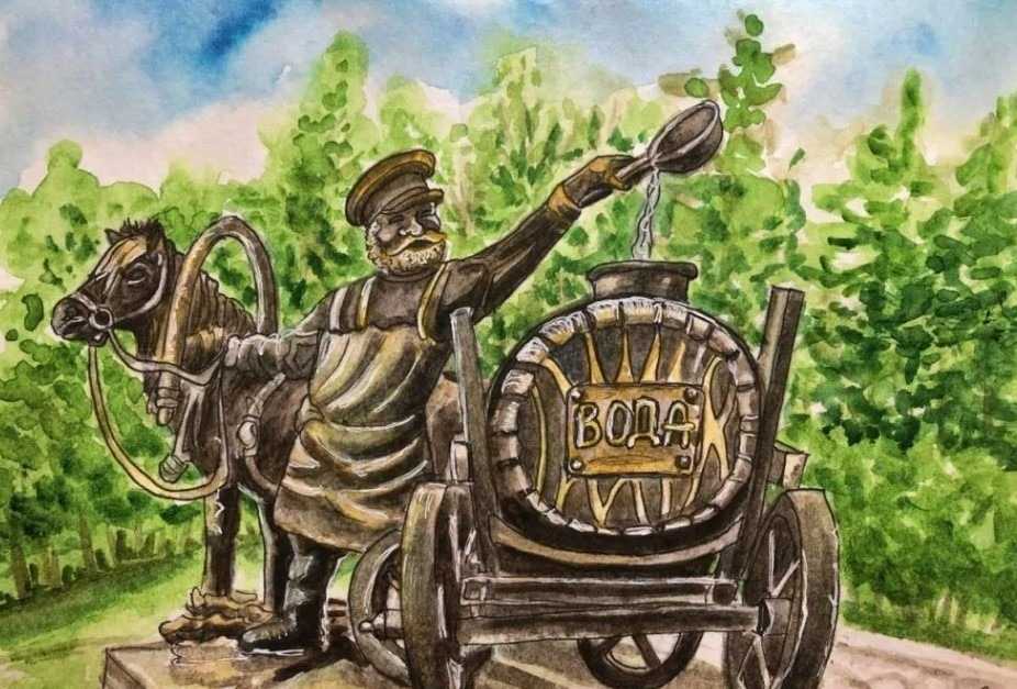 Водовоз вез воду из-под водопровода